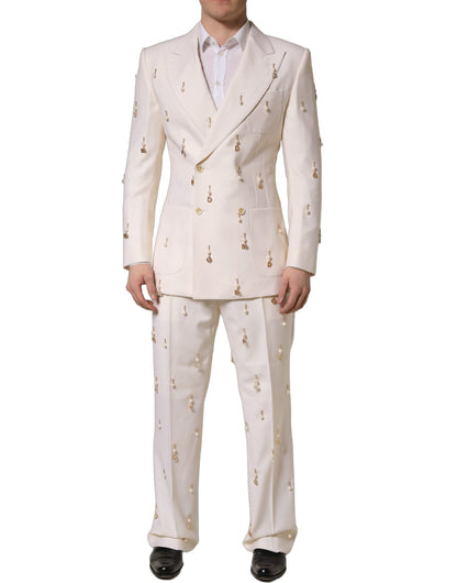 White Wool Slim Fit Formal 2 Piece Men Suit