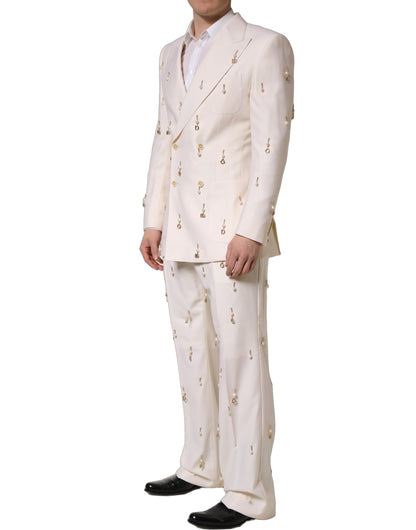 White Wool Slim Fit Formal 2 Piece Men Suit