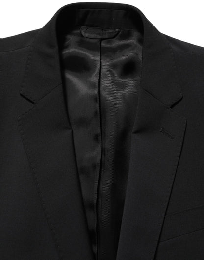 Black Wool Slim Fit Formal 2 Piece Men Suit