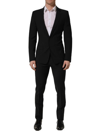 Black Wool Slim Fit Formal 2 Piece Men Suit
