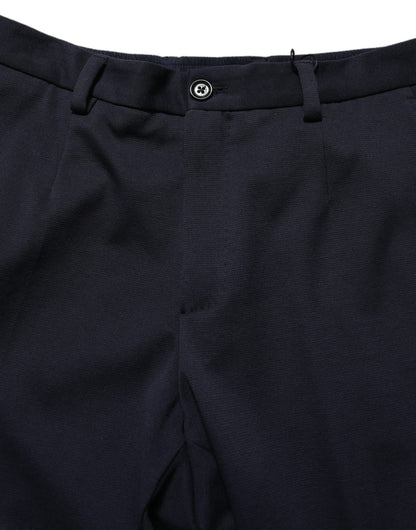 Black Cotton Tapered Leg Dress Trouser Pants