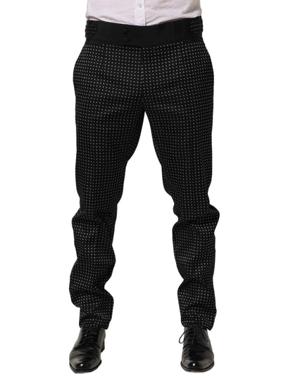 Black Polka Dot Cotton Dress Trouser Pants