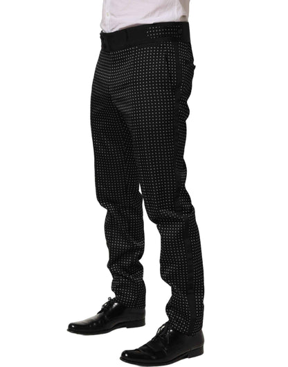 Black Polka Dot Cotton Dress Trouser Pants