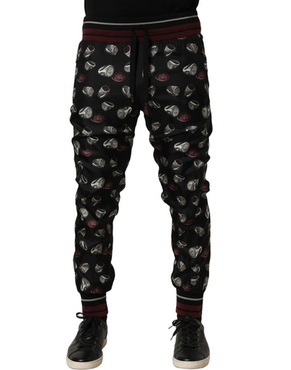 Pants Black Ring Print Silk Jogging Trousers