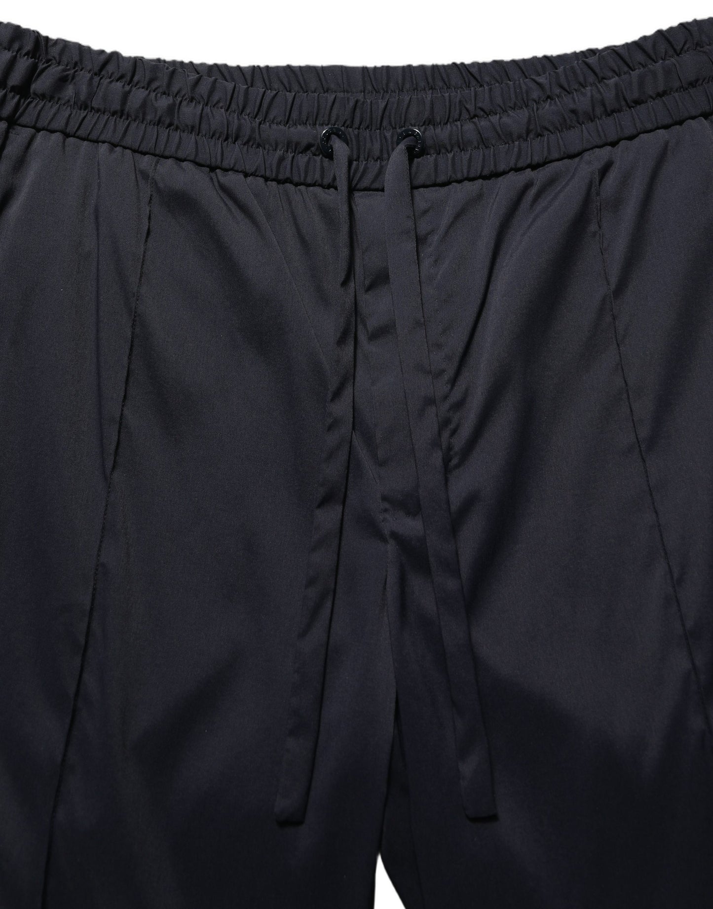 Black Nylon Straight Jogger Sweatpants Pants