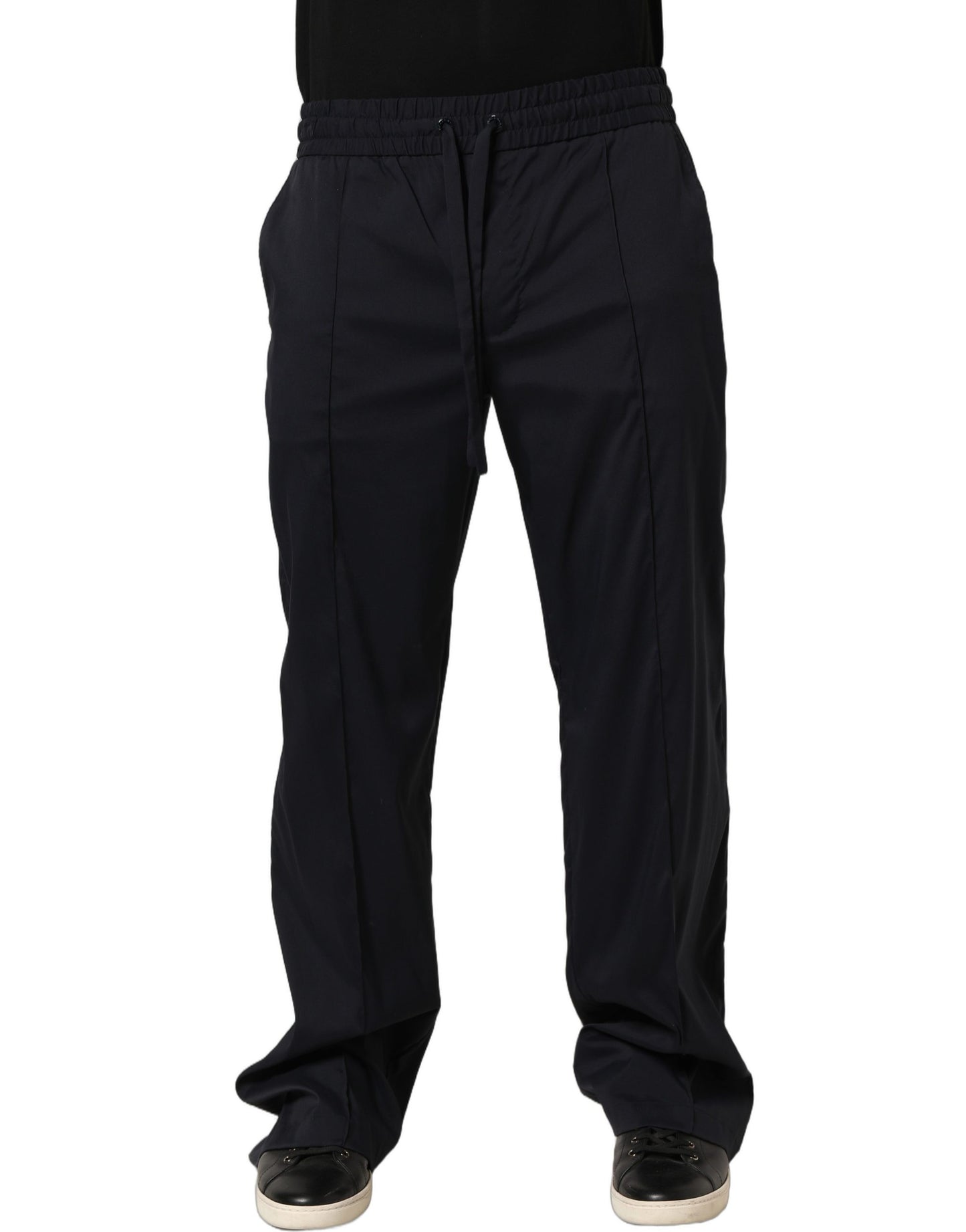 Black Nylon Straight Jogger Sweatpants Pants