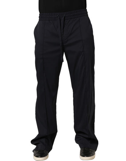 Black Nylon Straight Jogger Sweatpants Pants