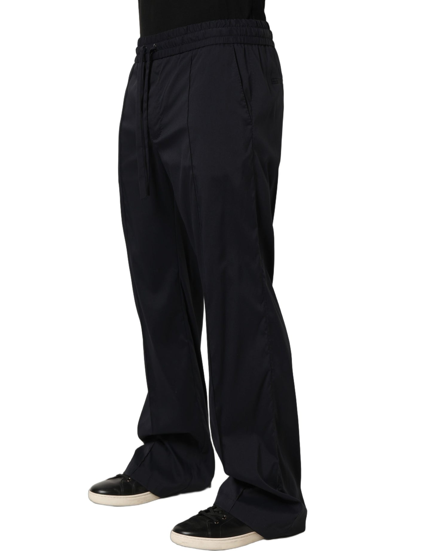 Black Nylon Straight Jogger Sweatpants Pants