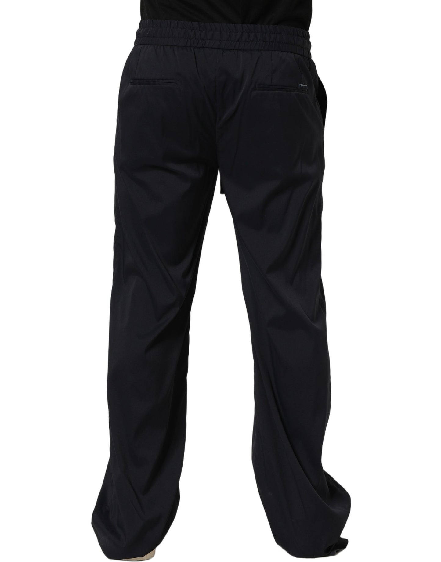 Black Nylon Straight Jogger Sweatpants Pants