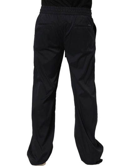 Black Nylon Straight Jogger Sweatpants Pants