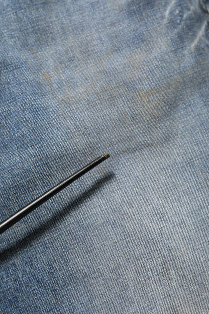 Blue Cotton Distressed Straight Denim Jeans