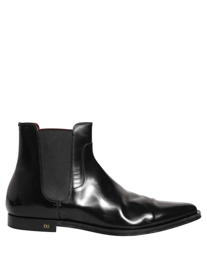 Black Chelsea Slip On Men Ankle Boots Shoes