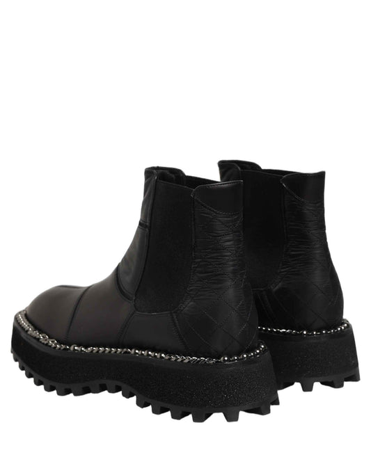 Black Chelsea Boots Leather Slip On Men Shoes