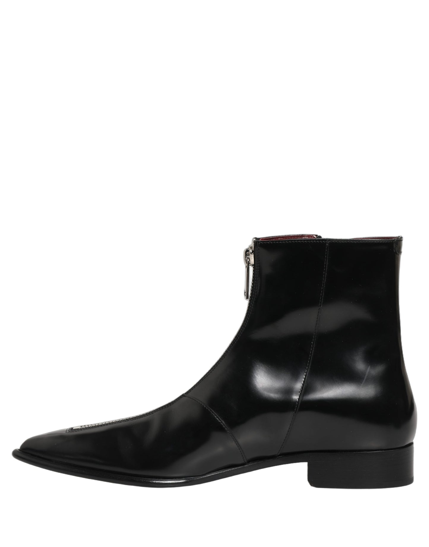 Black Leather Zipper Mid Calf Men Boots Shoes