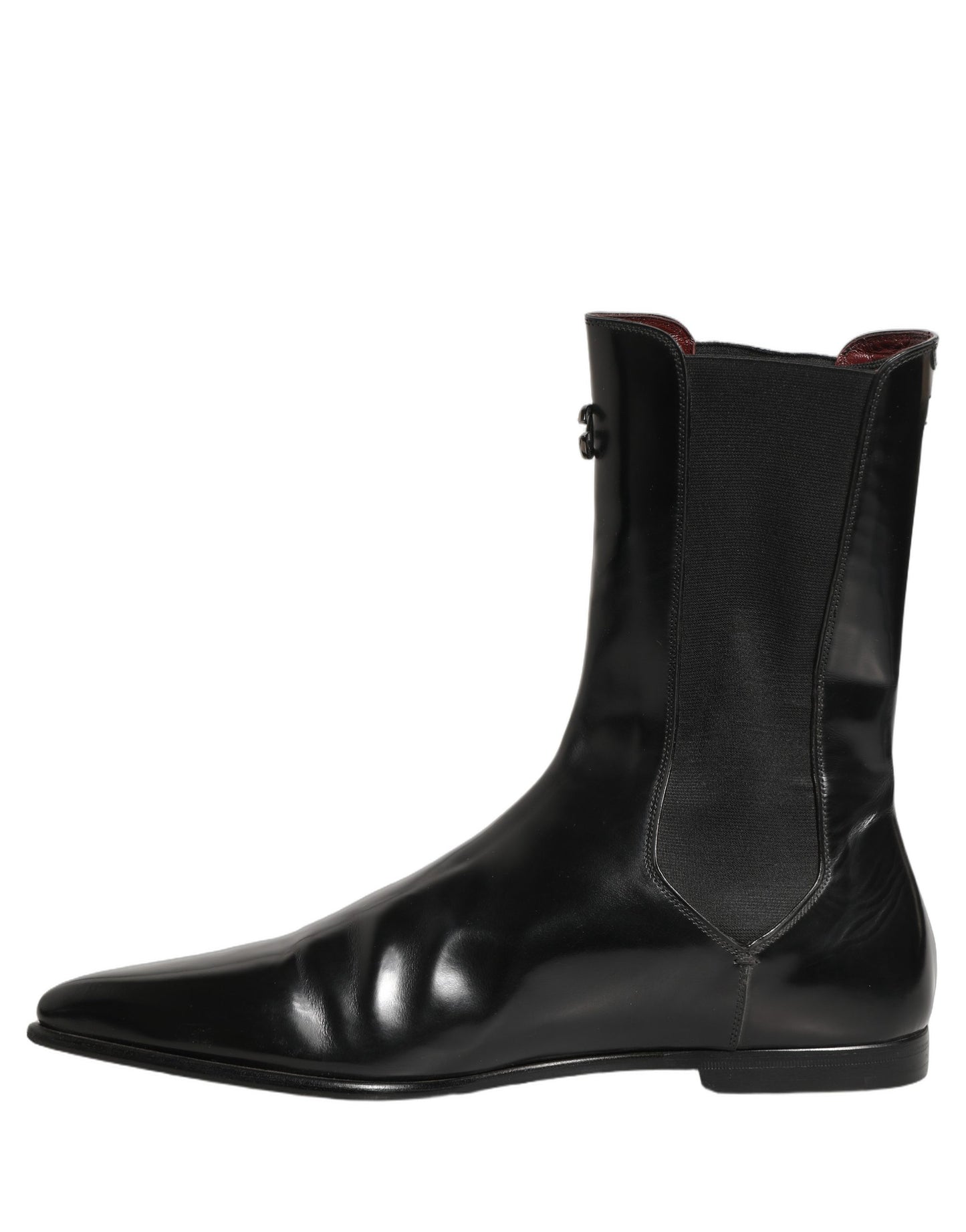 Black Leather Chelsea Mid Calf Boots Shoes