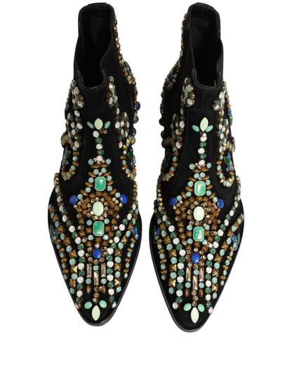 Black Embellished Chelsea Ankle Boots Shoes
