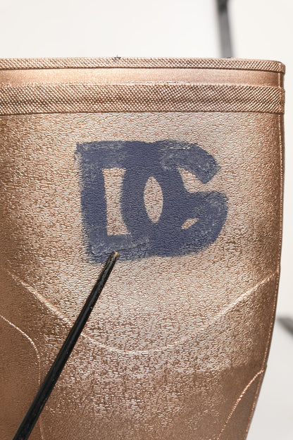 Rose Gold PVC Pull On Rain Boots Men Shoes