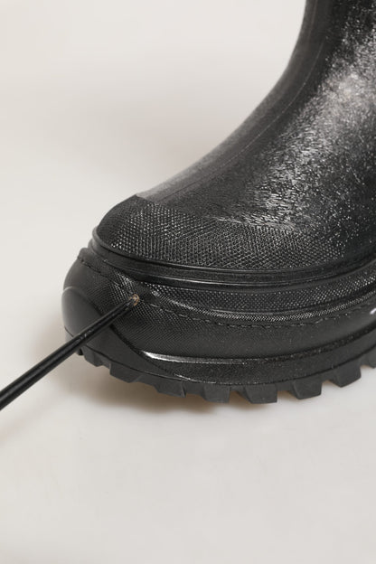 Black PVC Pull On Rain Boots Men Shoes
