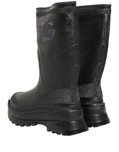 Black PVC Pull On Rain Boots Men Shoes