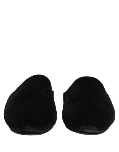 Black Suede Slides Flat Slipper Men Shoes