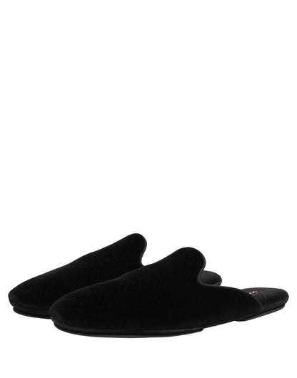 Black Suede Slides Flat Slipper Men Shoes