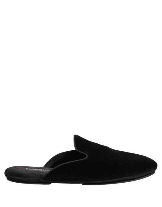 Black Suede Slides Flat Slipper Men Shoes