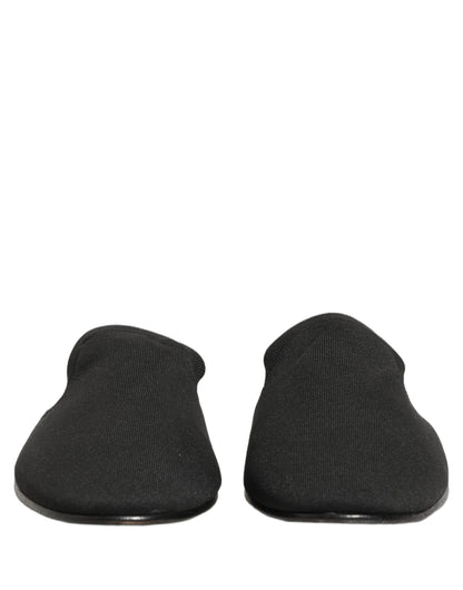 Black Suede Slides Flat Slipper Men Shoes