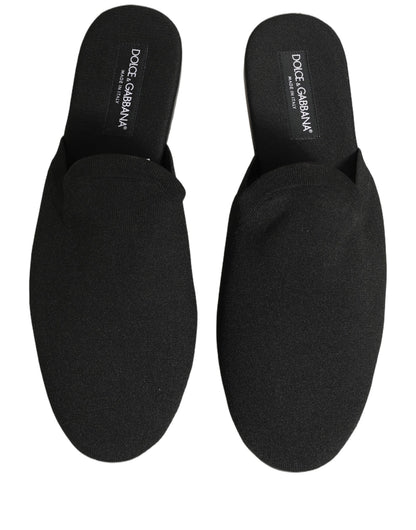 Black Suede Slides Flat Slipper Men Shoes