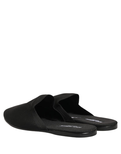 Black Suede Slides Flat Slipper Men Shoes