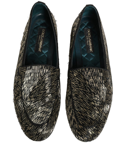 Black Silver Embellished Dress Loafers Shoes
