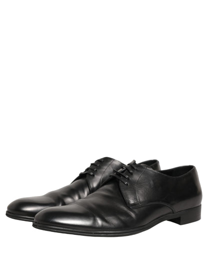 Black Leather Men Derby Dress Formal Shoes