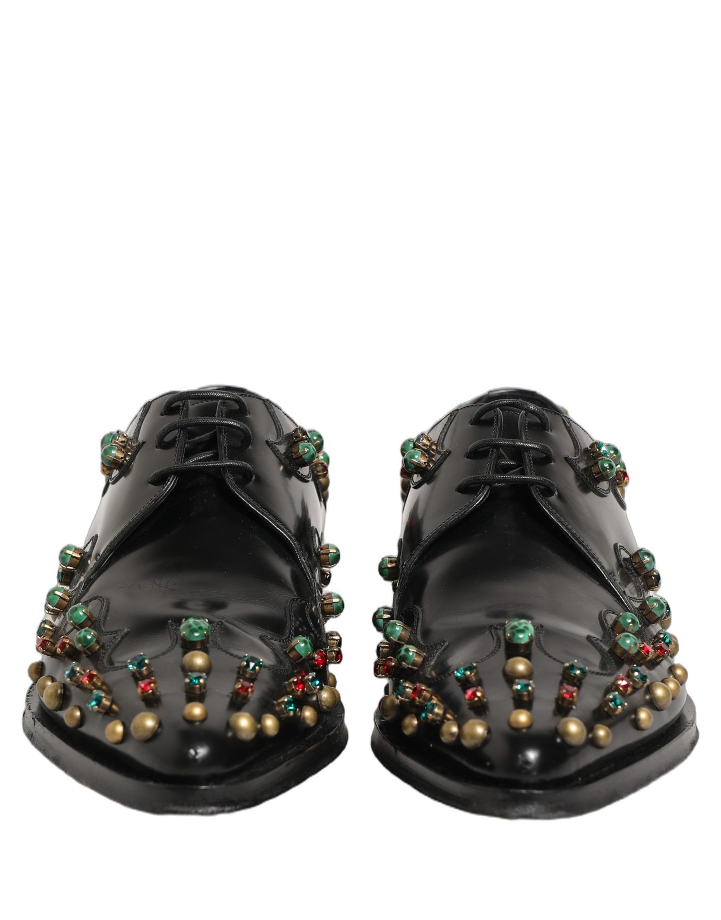 Black Leather Derby Dress Studded Formal Shoes