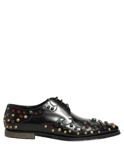 Black Leather Derby Dress Studded Formal Shoes