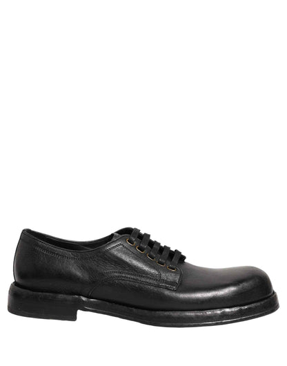 Black Leather Lace Up Derby Dress Men Shoes