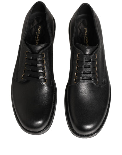 Black Leather Lace Up Derby Dress Men Shoes