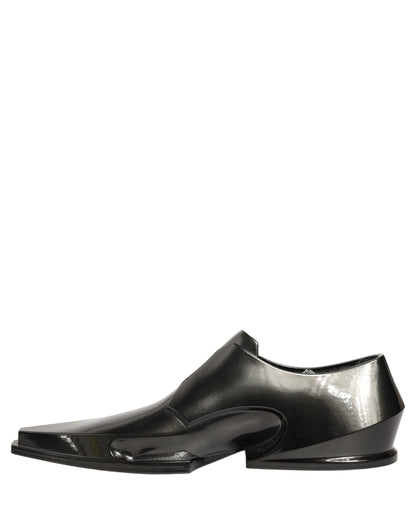 Dress Shiny Black Slip On Plastic Dress Shoes