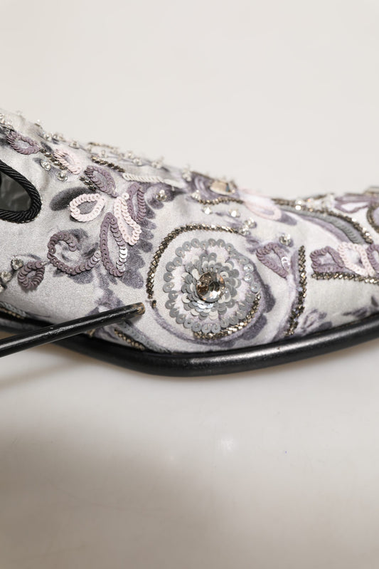White Sequined Formal Slip On Loafers Shoes