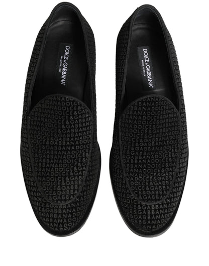 Black Logo Monogram Men Dress Loafers Shoes