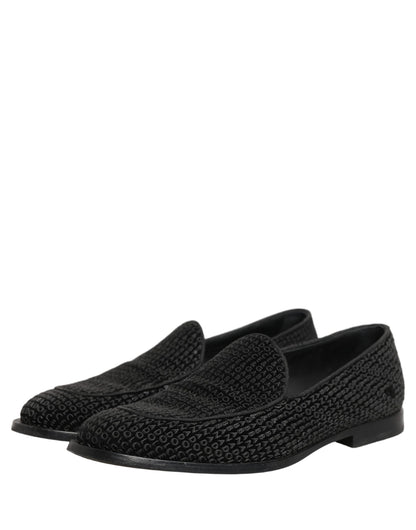 Black Logo Monogram Men Dress Loafers Shoes