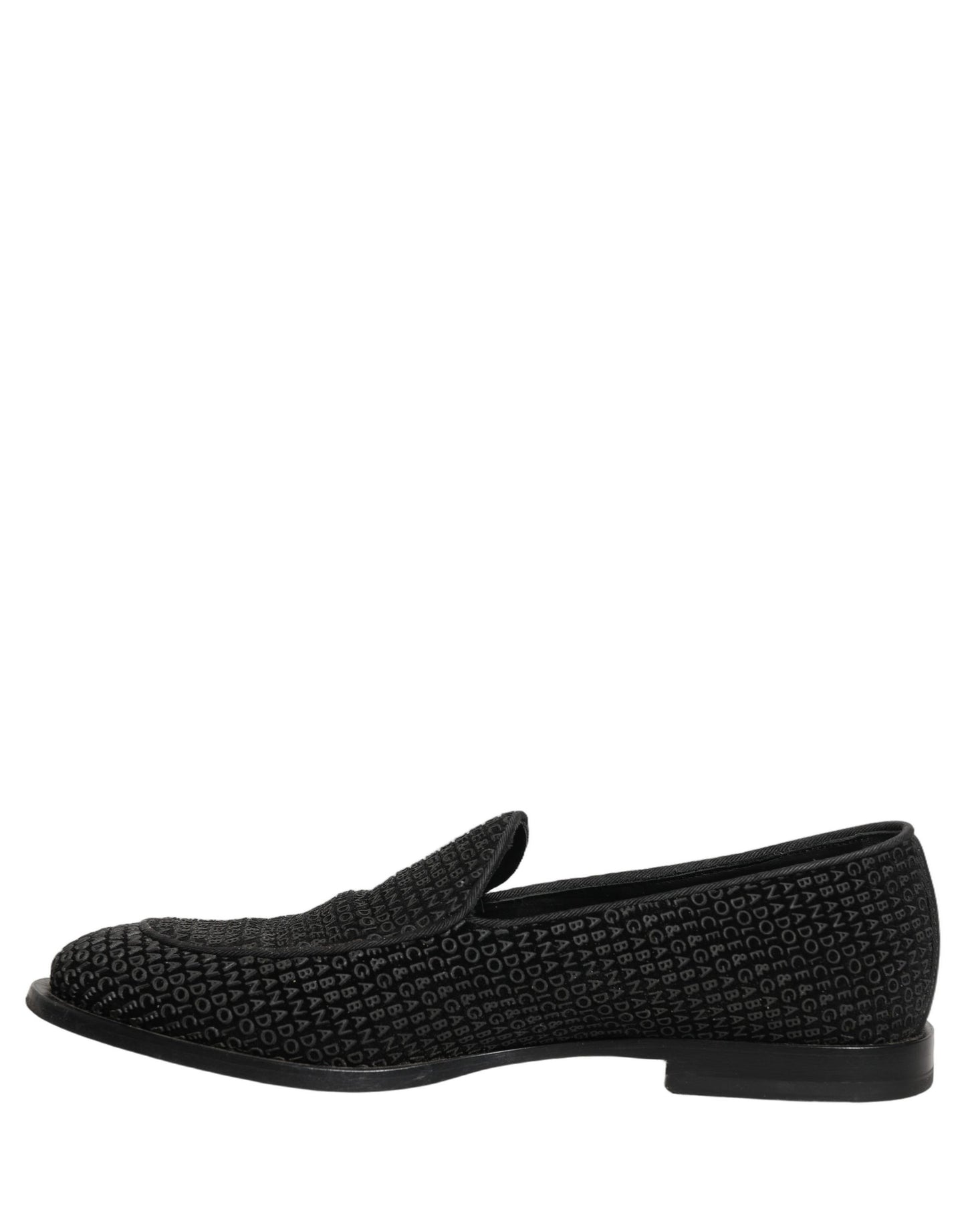 Black Logo Monogram Men Dress Loafers Shoes