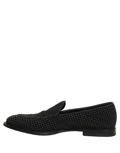 Black Logo Monogram Men Dress Loafers Shoes