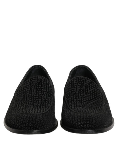 Black Logo Monogram Men Dress Loafers Shoes