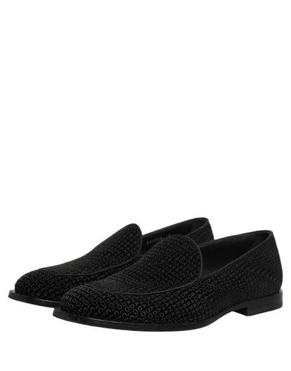 Black Logo Monogram Men Dress Loafers Shoes