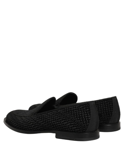 Black Logo Monogram Men Dress Loafers Shoes