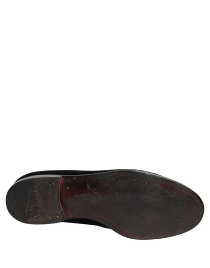 Black Velvet Cotton Loafers Formal Dress Shoes