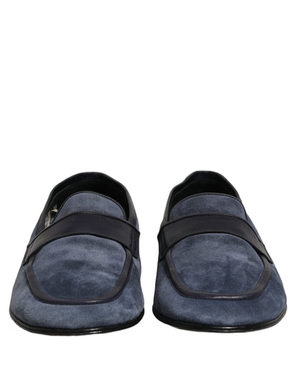 Blue Suede Leather Loafers Moccasins Shoes