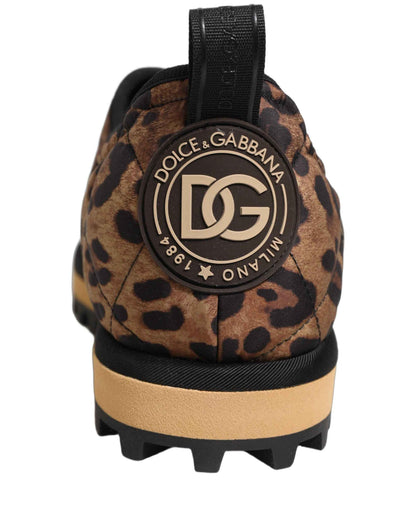 Brown Leopard Print Quilted Men Sneakers Shoes