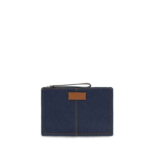 Blue Cotton Clutch Bag