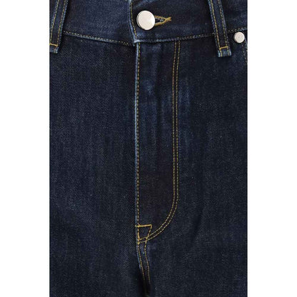 Blue Cotton Straight-Leg Jeans