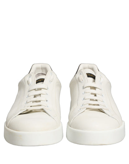 White Black Leather Lace Up Sneakers Shoes